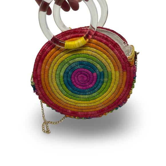 Poolside rainbow Le circle mini bag with gold chain - Picture 2 of 6